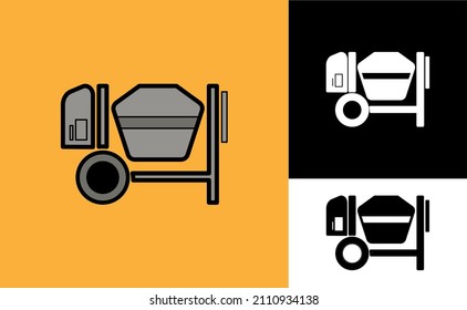 concrete mixer machine icon, flat design for construction or concrete sybolize