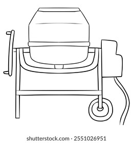 concrete mixer machine illustration hand drawn outline vector