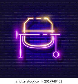 Concrete mixer neon icon. Vector illustration for design. Repair tool glowing sign. Construction tools concept.