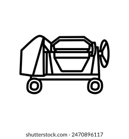 Concrete Mixer Outline Icon, Vector illustration