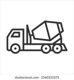 Concrete Mixer Outline Icon Vector Illustration