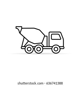 Concrete mixer outline icon, vector isolated  