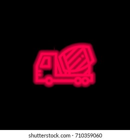 Concrete mixer red glowing neon ui ux icon. Glowing sign logo vector