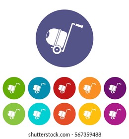 Concrete mixer set icons in different colors isolated on white background