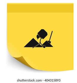 Concrete mixer and shovel icon.