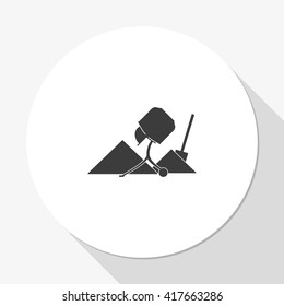 Concrete mixer and shovel icon.