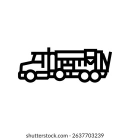 concrete mixer truck cement production line icon vector. concrete mixer truck cement production sign. isolated contour symbol black illustration