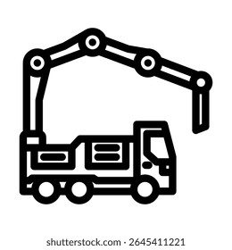betão betoneira caminhão cimento linha de produção ícone vetor. betoneira caminhão cimento produção sinal. isolado contorno símbolo ilustração preta
