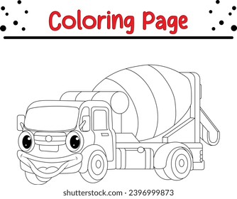 concrete mixer truck coloring page. vehicle coloring book for children