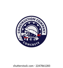 Concrete Mixer Truck Construction Logo Vector Template 