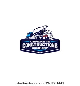 Concrete Mixer Truck Construction Logo Vector Template 