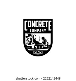 Concrete Mixer Truck Construction Logo Vector Template 