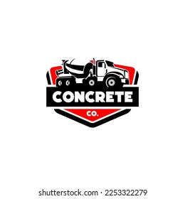 Concrete Mixer Truck Construction Logo Vector Template 