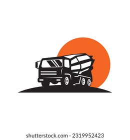 Concrete Mixer Truck Construction Logo Vector Template