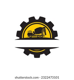 Concrete Mixer Truck Construction Logo Vector Template