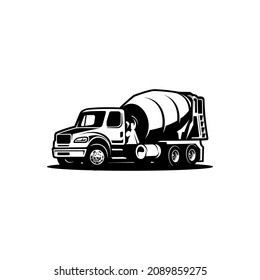 concrete mixer truck, construction vehicle illustration vector svg