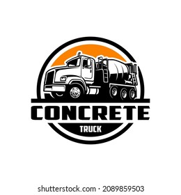 
concrete mixer truck, construction vehicle illustration logo vector