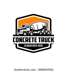 concrete mixer truck, construction vehicle illustration logo vector