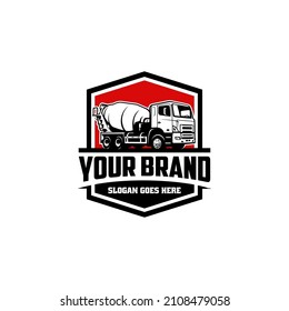 Concrete Mixer Truck, Construction Vehicle Illustration Logo Vector	