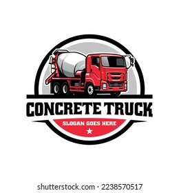 concrete mixer truck, construction vehicle illustration logo vector svg