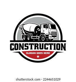 concrete mixer truck, construction vehicle illustration logo vector