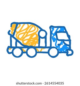 concrete mixer truck doodle icon sketch vector. concrete mixer truck sign. isolated symbol illustration