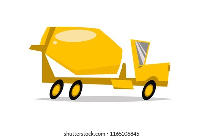 Concrete mixer truck. Flat vector illustration isolated on white background.