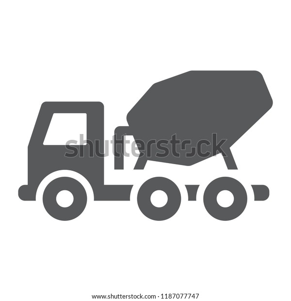Concrete mixer truck glyph icon, transport and build,
construction vehicle sign, vector graphics, a solid pattern on a
white background, eps
10.
