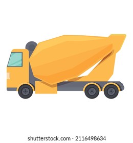 Concrete mixer truck icon cartoon vector. Cement construction. Car mix