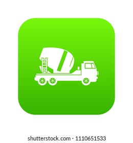 Concrete mixer truck icon digital green for any design isolated on white vector illustration