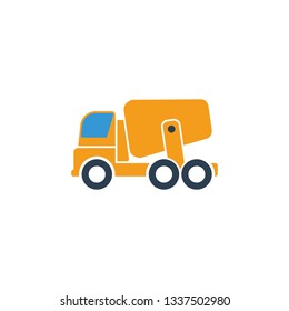 Concrete mixer truck icon. Flat design. Vector illustration.