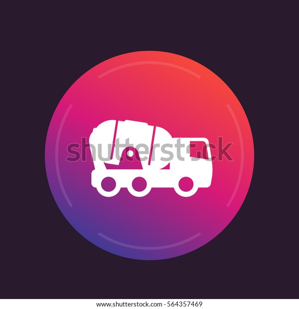 concrete mixer truck\
icon, round pictogram