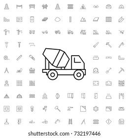 Concrete mixer truck icon. set of outline construction icons.