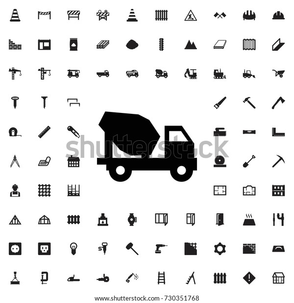 Concrete mixer truck icon. set of filled\
construction icons.