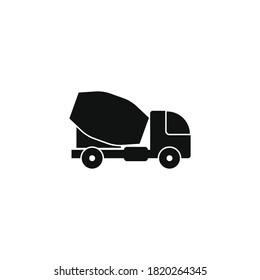 Concrete mixer truck icon for your website, logo, app, UI, product print. Concrete mixer truck concept flat Silhouette vector illustration icon