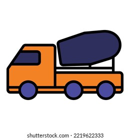 Concrete mixer truck icon for your website, logo, app, UI, product print. Concrete mixer truck concept filled line. Vector illustration icon.