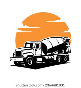 concrete mixer truck illustration vector