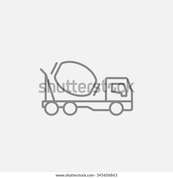 Concrete\
mixer truck line icon for web, mobile and infographics. Vector dark\
grey icon isolated on light grey\
background.