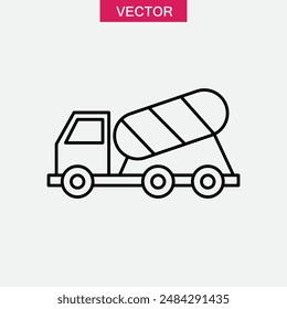 Concrete Mixer Truck line icon.simple flart black trendy style illustration for web and app on white background..eps