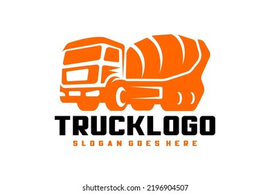 Concrete mixer truck logo vector