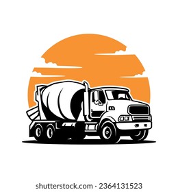 concrete mixer truck logo vector