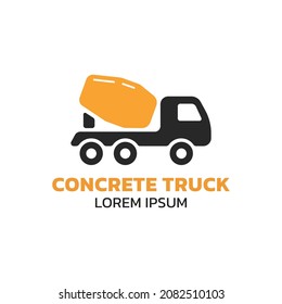 Concrete mixer truck logotype on white background. Vector illustration