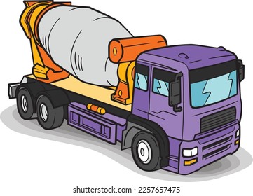 Concrete Mixer Truck Lorry Heavy Vehicle Transportation Vector Illustration