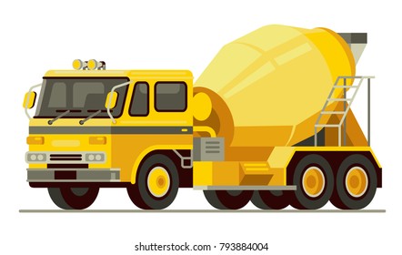concrete mixer truck in modern flat style vector illustration