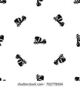 Concrete mixer truck pattern repeat seamless in black color for any design. Vector geometric illustration