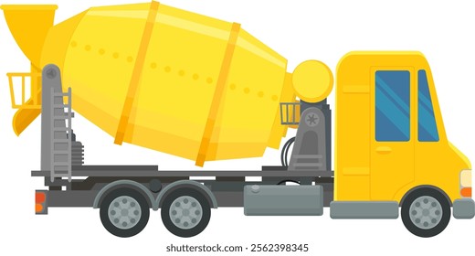 Concrete mixer truck side view in flat design style (cut out)