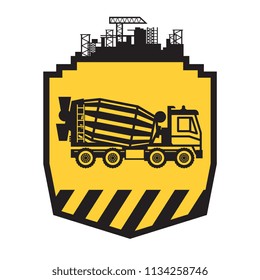 Concrete Mixer Truck sign or symbol, vector illustration