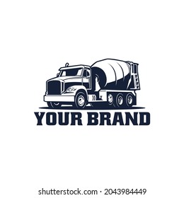 Concrete mixer truck silhouette. Cement truck isolated logo vector