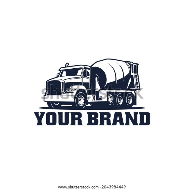 Concrete mixer truck silhouette. Cement truck\
isolated logo vector