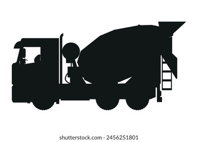 concrete mixer truck silhouette. Heavy machinery for construction and mining